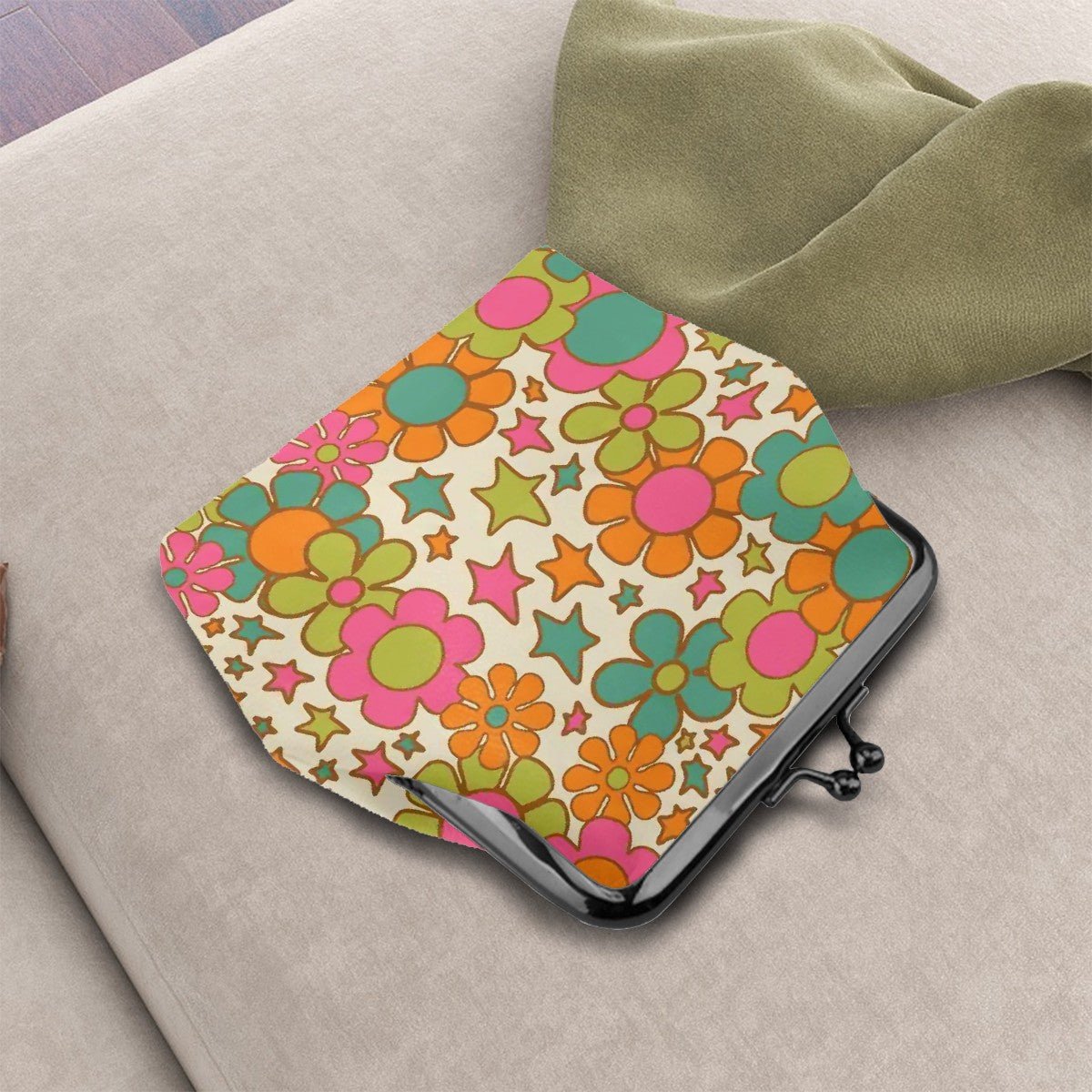 Kate McEnroe New York Flower Power Kiss Lock Coin Purse, Retro Groovy Mid Century ModernCoin PursestA33NacKeB