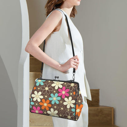 Kate McEnroe New York Flower Power Kiss Lock Handbag Retro 60s Mod Daisy PurseCrossbody BagsD3292609