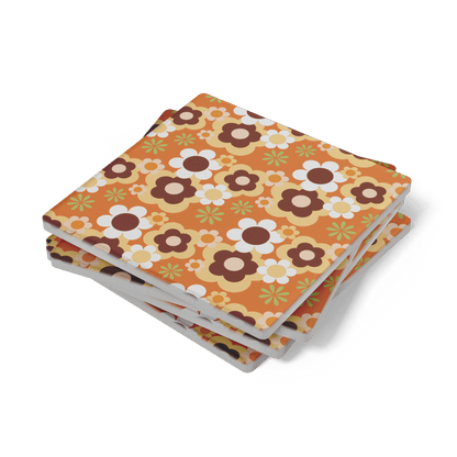 Kate McEnroe New York Flower Power Retro 70s Groovy Daisy Floral Drink Coaster SetCoasters7021