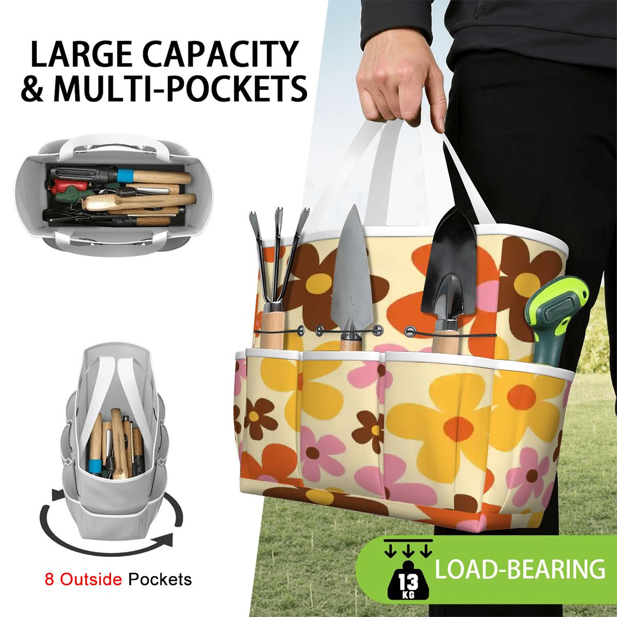 Kate McEnroe New York Flower Power Retro 70s Groovy Daisy Garden Tool Bag OrganizerGarden Tool BagtWgDUG8Q9q