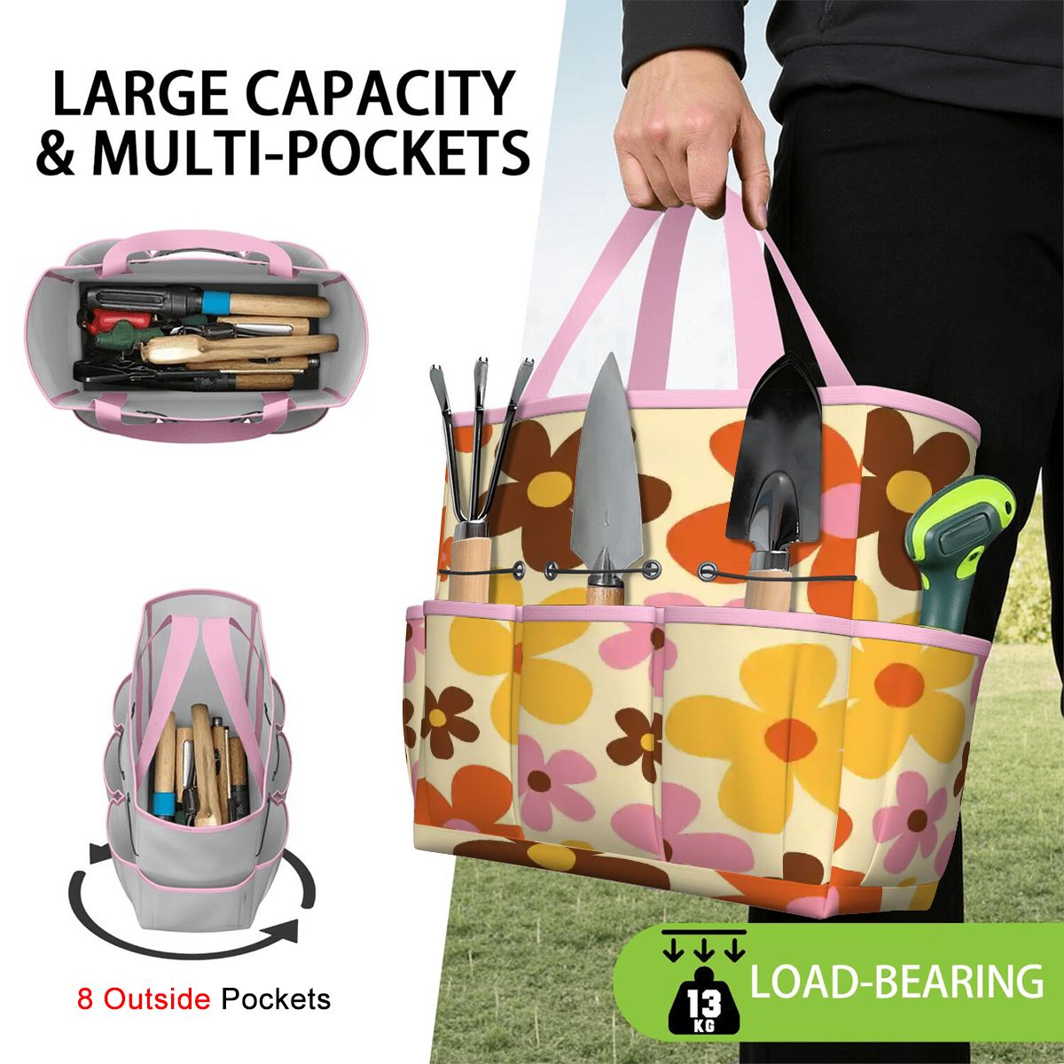 Kate McEnroe New York Flower Power Retro 70s Groovy Daisy Garden Tool Bag OrganizerGarden Tool BagtWgDUG8Q9q