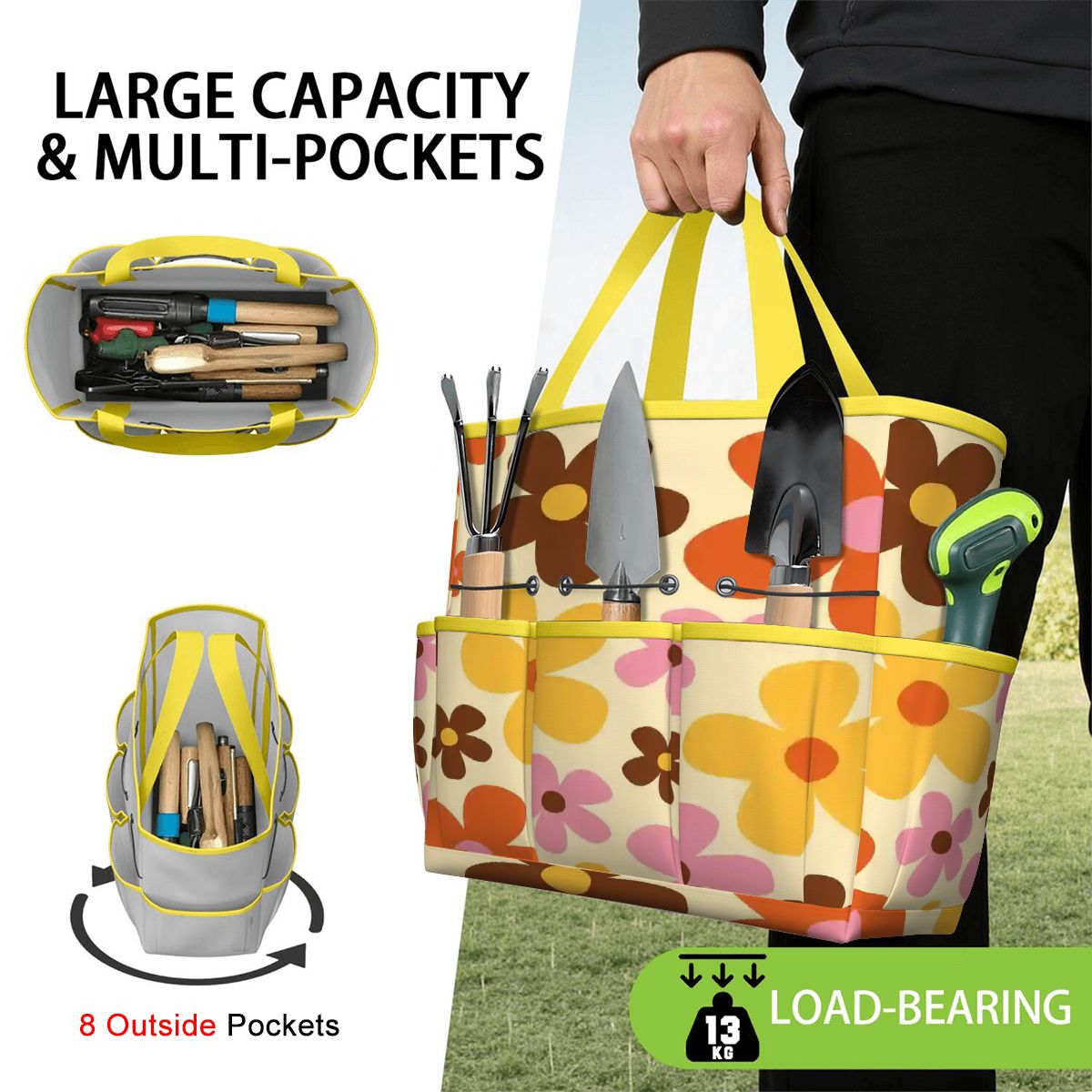 Kate McEnroe New York Flower Power Retro 70s Groovy Daisy Garden Tool Bag OrganizerGarden Tool BagtWgDUG8Q9q