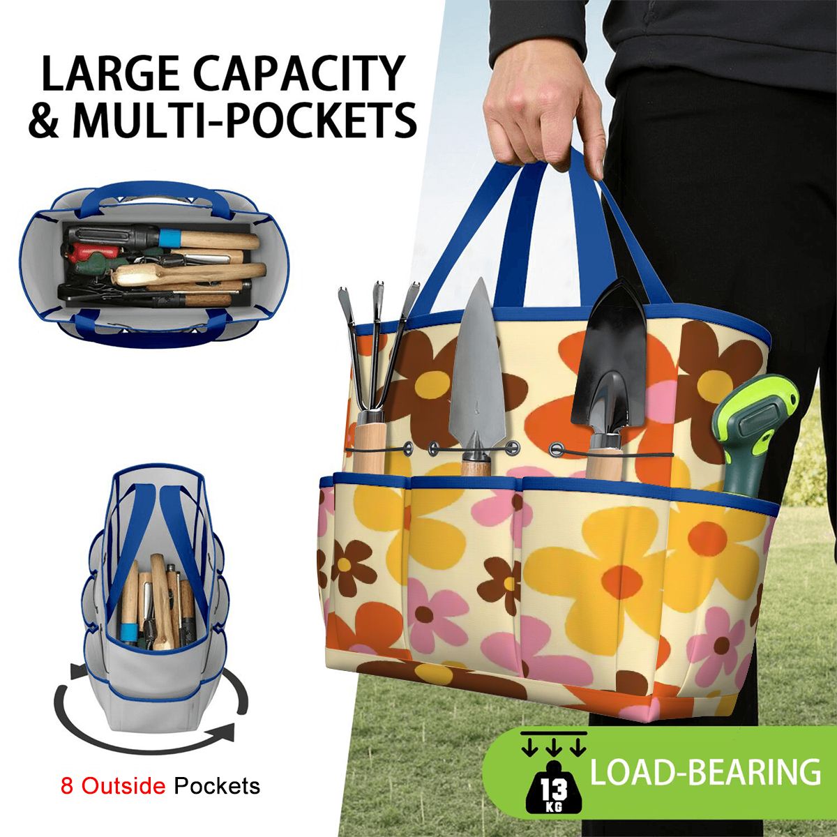 Kate McEnroe New York Flower Power Retro 70s Groovy Daisy Garden Tool Bag OrganizerGarden Tool BagtWgDUG8Q9q