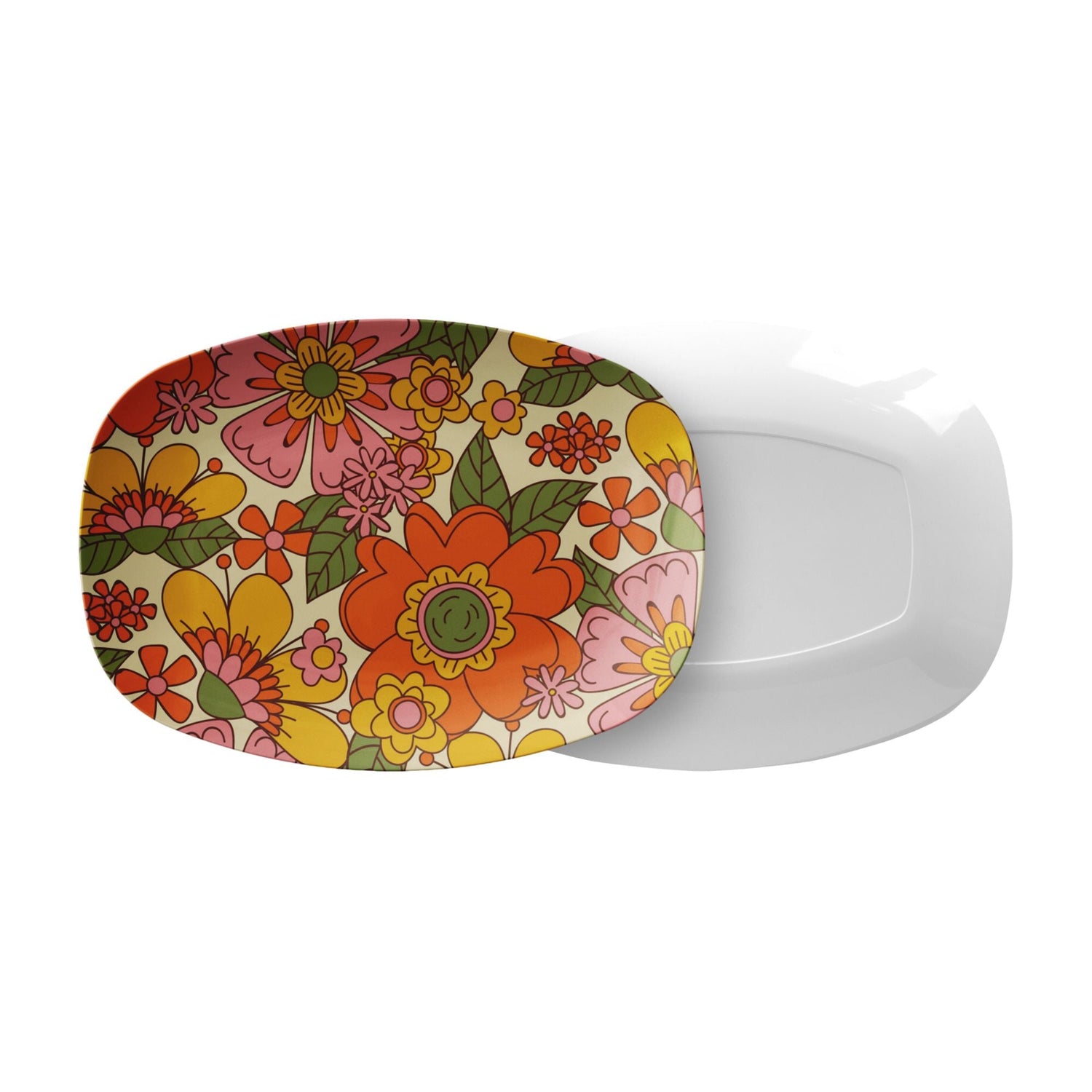 Kate McEnroe New York Flower Power Serving Platter, Retro 70s Floral Mid Century Modern DishServing Platters
