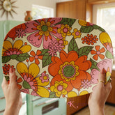 Kate McEnroe New York Flower Power Serving Platter, Retro 70s Floral Mid Century Modern DishServing Platters