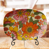 Kate McEnroe New York Flower Power Serving Platter, Retro 70s Floral Mid Century Modern DishServing Platters