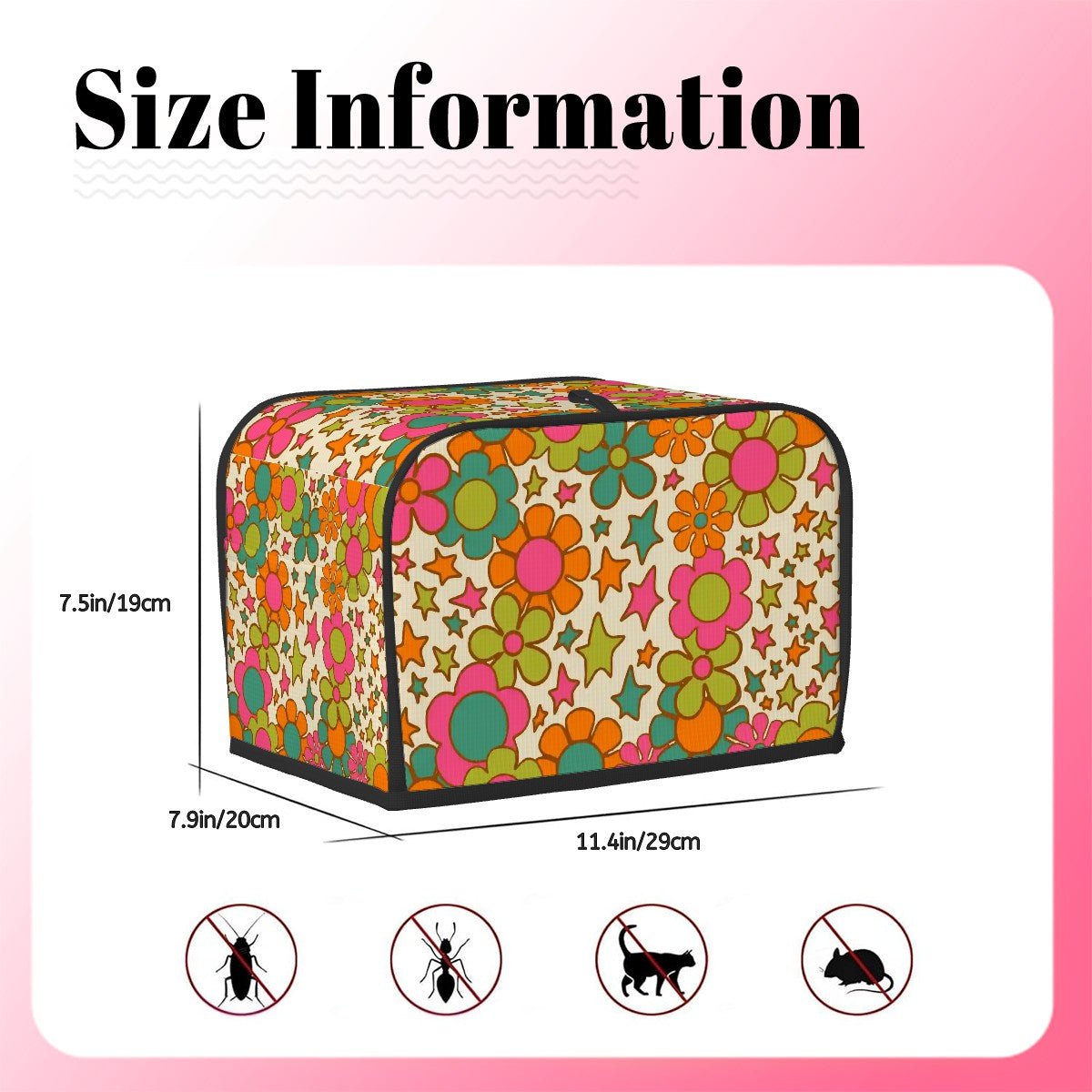 Kate McEnroe New York Flower Power Toaster Cover, Groovy Retro 70s Floral Kitchen DecorToaster Covers