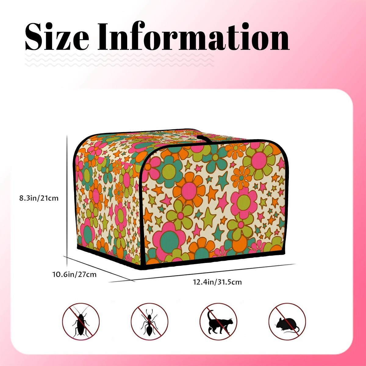 Kate McEnroe New York Flower Power Toaster Cover, Groovy Retro 70s Floral Kitchen DecorToaster Covers
