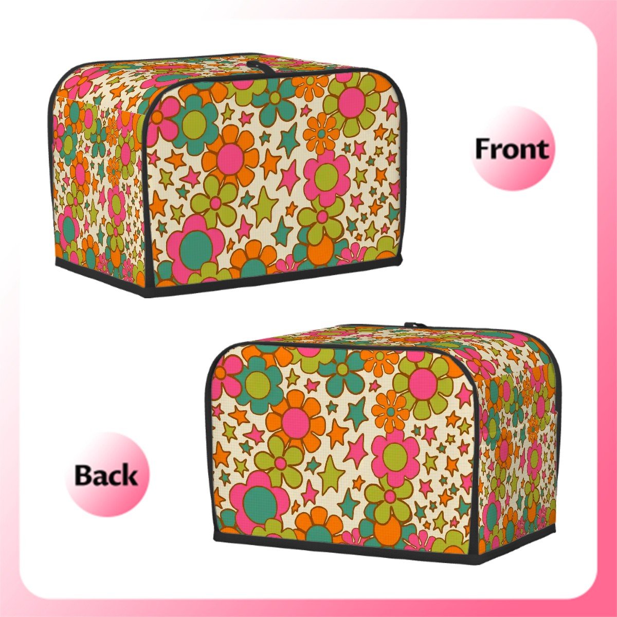 Kate McEnroe New York Flower Power Toaster Cover, Groovy Retro 70s Floral Kitchen DecorToaster Covers