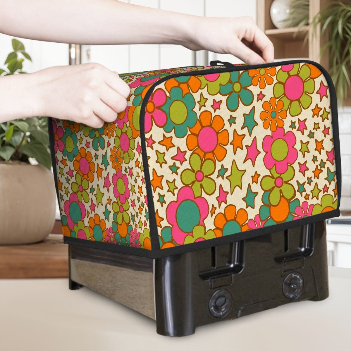 Kate McEnroe New York Flower Power Toaster Cover, Groovy Retro 70s Floral Kitchen DecorToaster Covers