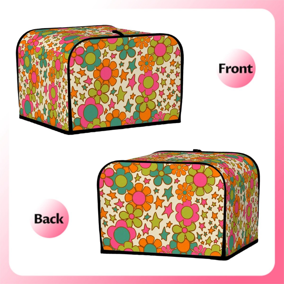 Kate McEnroe New York Flower Power Toaster Cover, Groovy Retro 70s Floral Kitchen DecorToaster Covers