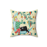 Kate McEnroe New York Fly Me to the Moon Mid Century Modern Throw Pillow, Retro Mod GirlThrow Pillows16834902571454325279
