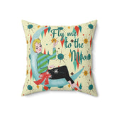 Kate McEnroe New York Fly Me to the Moon Mid Century Modern Throw Pillow, Retro Mod GirlThrow Pillows25065851389845340906