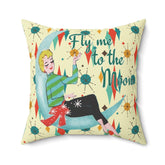 Kate McEnroe New York Fly Me to the Moon Mid Century Modern Throw Pillow, Retro Mod GirlThrow Pillows29102045175775823597