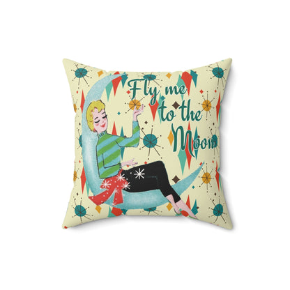 Kate McEnroe New York Fly Me to the Moon Mid Century Modern Throw Pillow, Retro Mod GirlThrow Pillows29102045175775823597