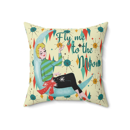 Kate McEnroe New York Fly Me to the Moon Mid Century Modern Throw Pillow, Retro Mod GirlThrow Pillows29102045175775823597