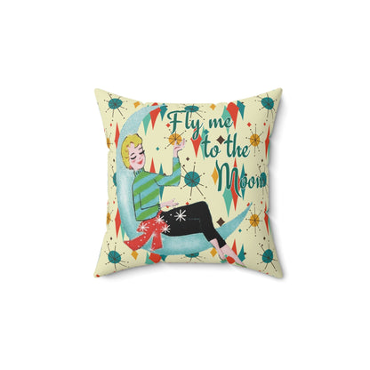Kate McEnroe New York Fly Me to the Moon Mid Century Modern Throw Pillow, Retro Mod GirlThrow Pillows29102045175775823597