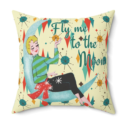 Kate McEnroe New York Fly Me to the Moon Mid Century Modern Throw Pillow, Retro Mod GirlThrow Pillows29102045175775823597