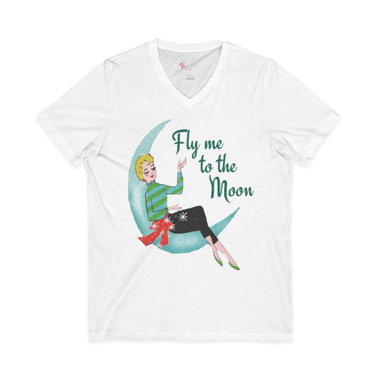 Kate McEnroe New York Fly Me to the Moon Retro Mid Century Modern Kitsch V Neck T ShirtT-Shirts92973959955247470012