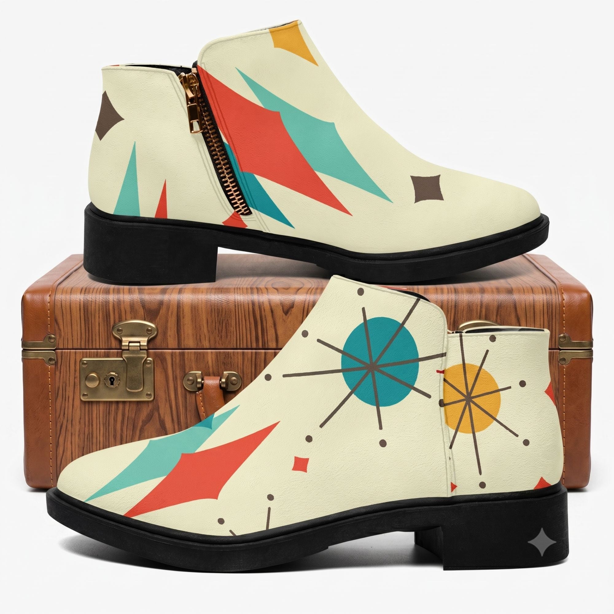 Kate McEnroe New York Franciscan Diamond Starburst Boots Mid Century Modern Ankle BootiesAnkle Boots018skuma_001