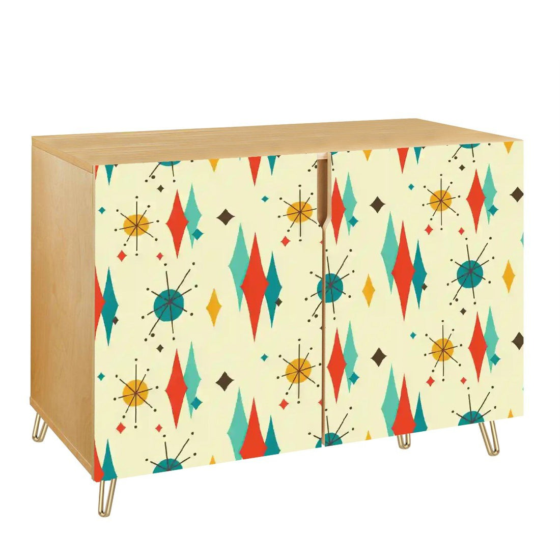 Kate McEnroe New York Franciscan Diamond Starburst Cabinet, Mid Century Modern Atomic Credenza, Retro Storage AccentStorage Cabinets4ZvIuBoZHL