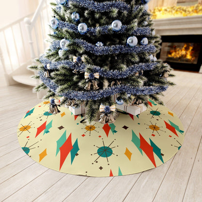 Kate McEnroe New York Franciscan Diamond Starburst Christmas Tree Skirt, Mid Century Modern Retro Holiday Decor Christmas Tree Skirts 18959279452958964523
