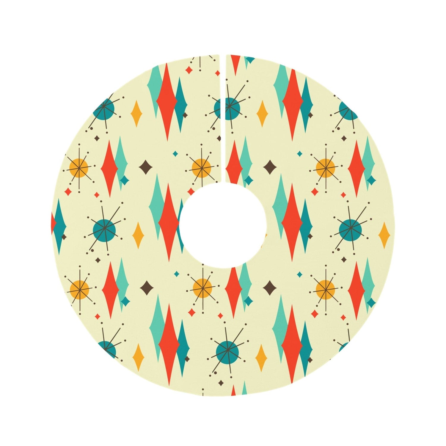 Kate McEnroe New York Franciscan Diamond Starburst Christmas Tree Skirt, Mid Century Modern Retro Holiday DecorChristmas Tree Skirts18959279452958964523