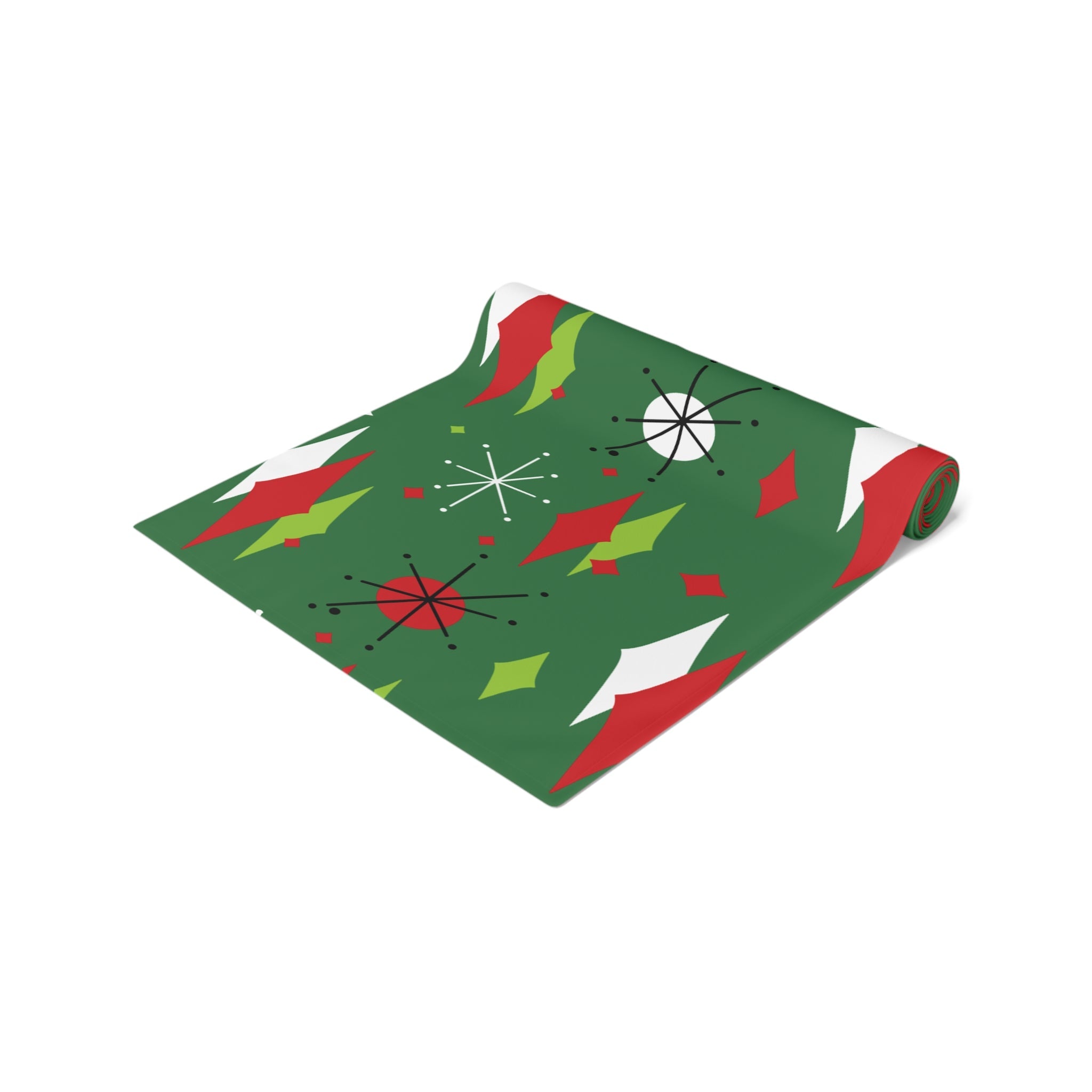 Kate McEnroe New York Franciscan Diamond Starburst Green Retro Christmas Table RunnerTable Runners17058767421112210769