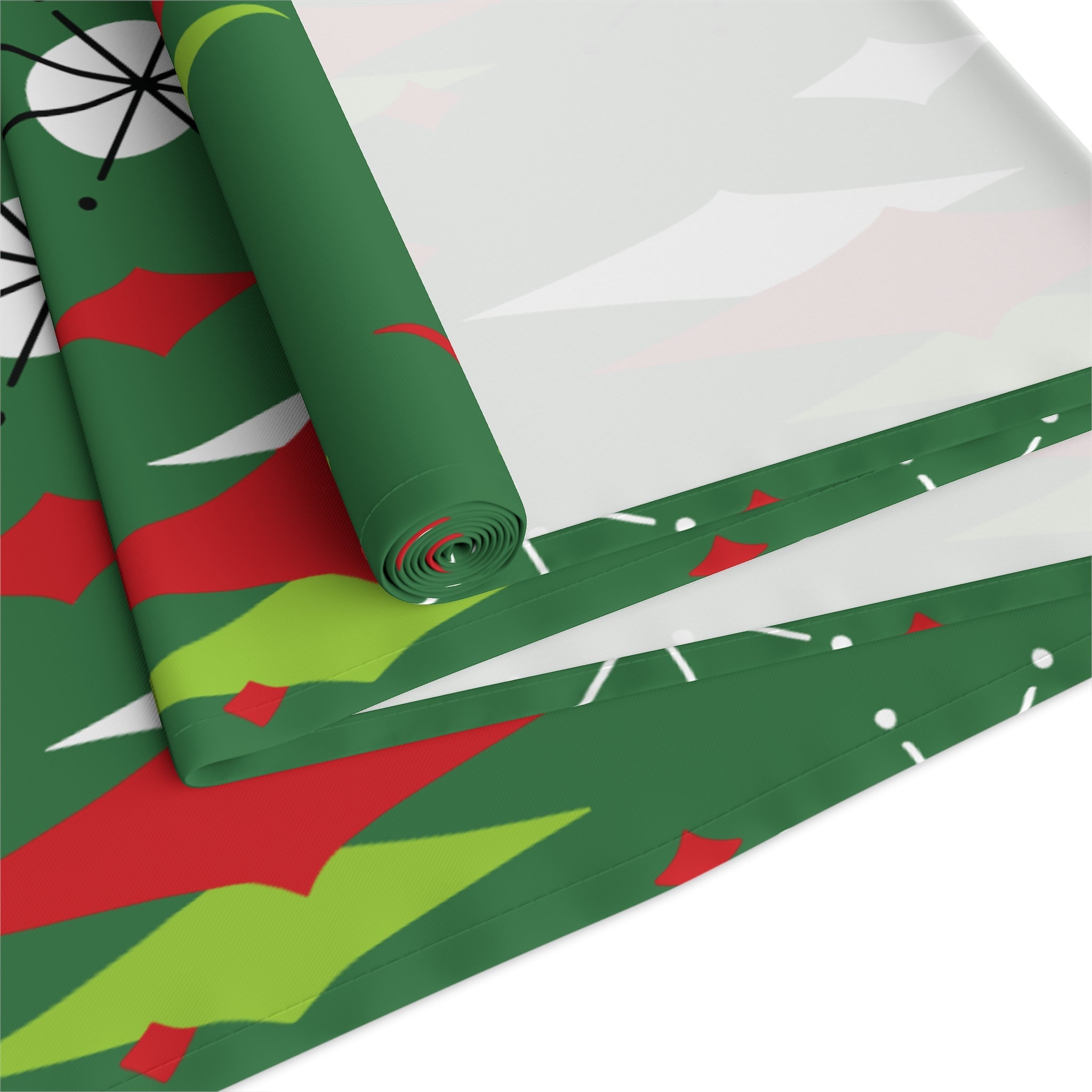 Kate McEnroe New York Franciscan Diamond Starburst Green Retro Christmas Table RunnerTable Runners17058767421112210769