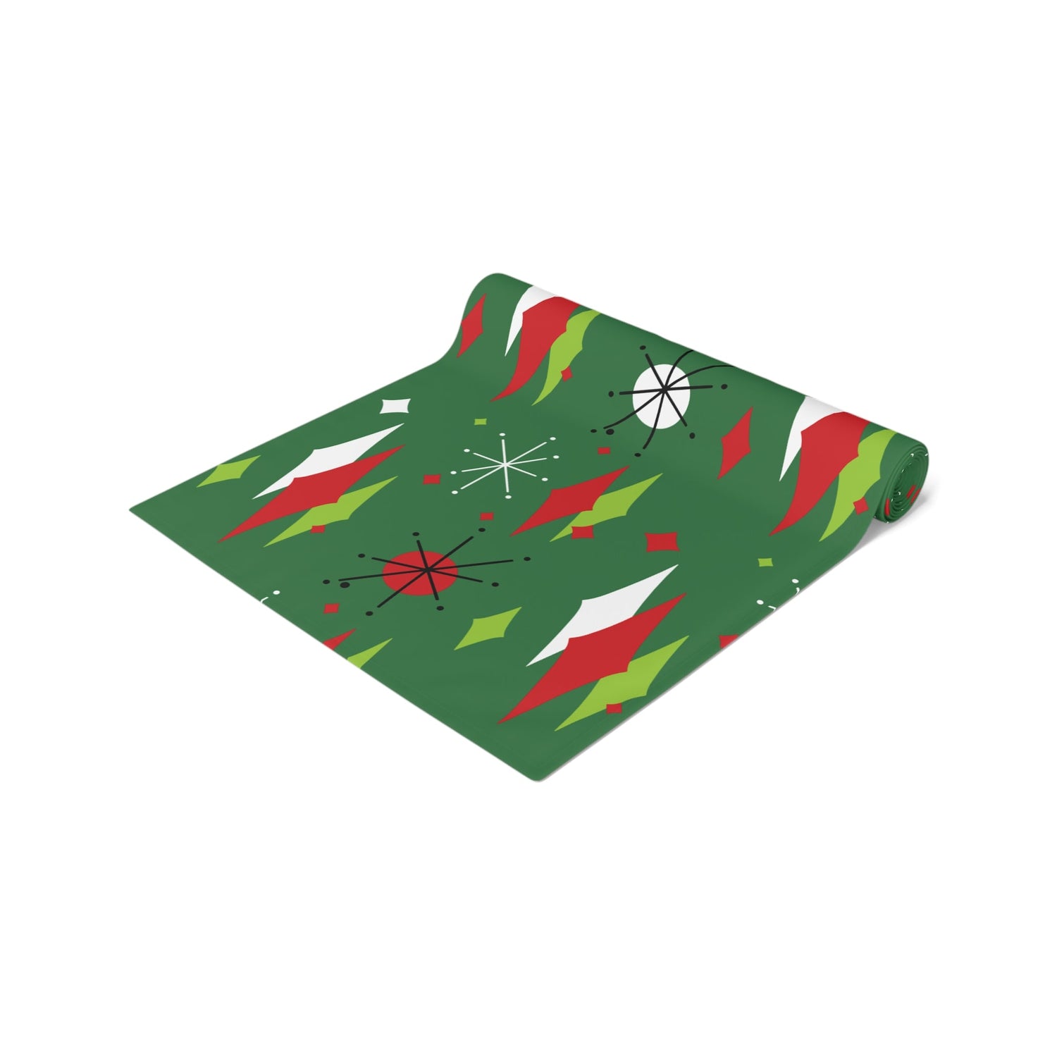 Kate McEnroe New York Franciscan Diamond Starburst Green Retro Christmas Table RunnerTable Runners17058767421112210769