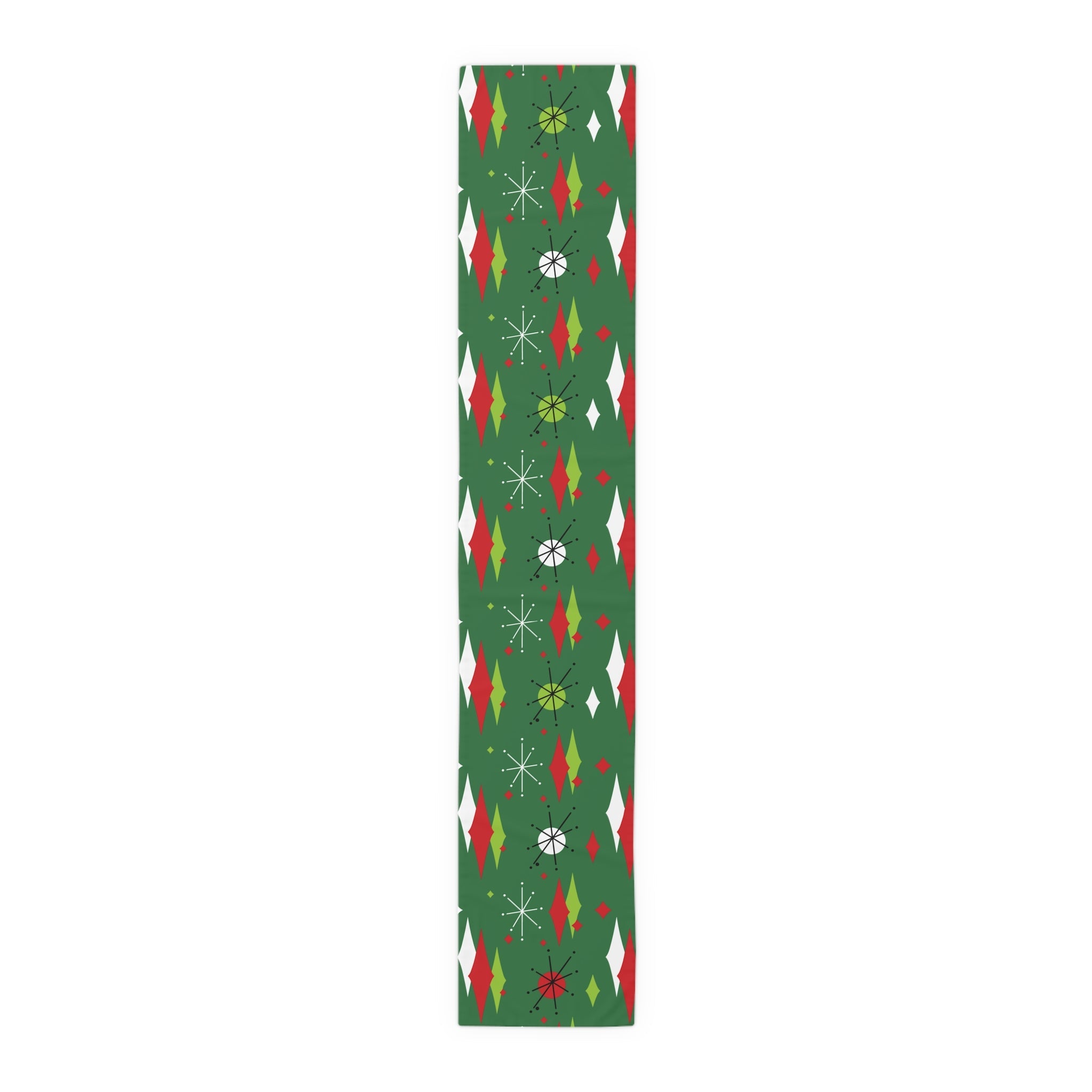 Kate McEnroe New York Franciscan Diamond Starburst Green Retro Christmas Table RunnerTable Runners17058767421112210769