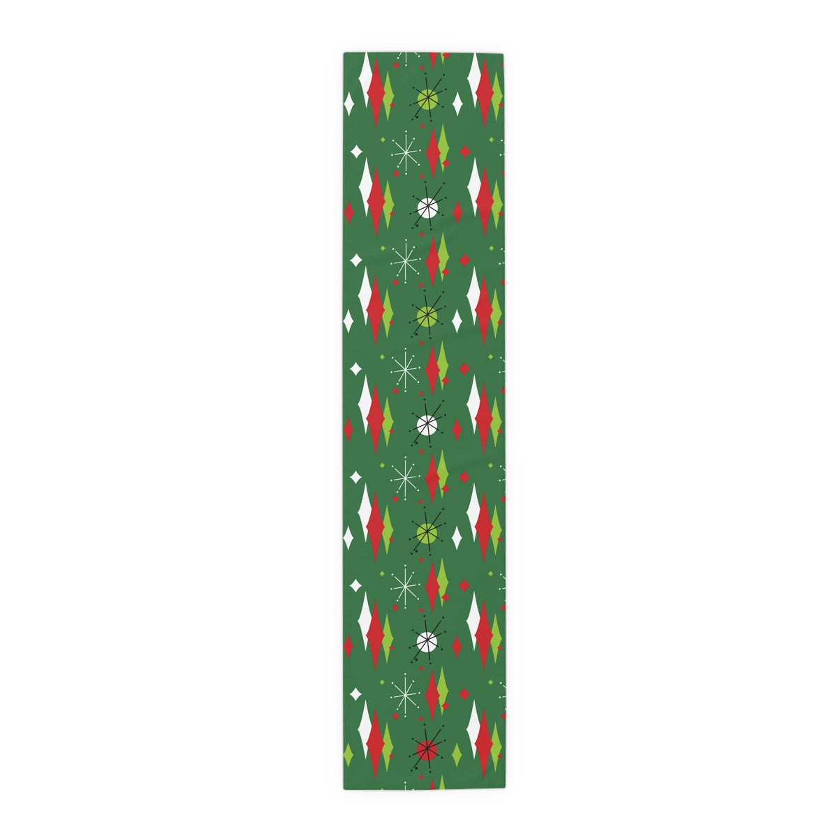 Kate McEnroe New York Franciscan Diamond Starburst Green Retro Christmas Table RunnerTable Runners17058767421112210769