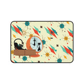 Kate McEnroe New York Franciscan Diamond Starburst Kitschy Cat Desk Mat, Mid Century Modern Atomic Retro Aqua, Beige Office Accessories - 133182923Desk Pads14828953626931368888