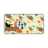 Kate McEnroe New York Franciscan Diamond Starburst Kitschy Cat Desk Mat, Mid Century Modern Atomic Retro Aqua, Beige Office Accessories - 133182923Desk Pads14828953626931368888