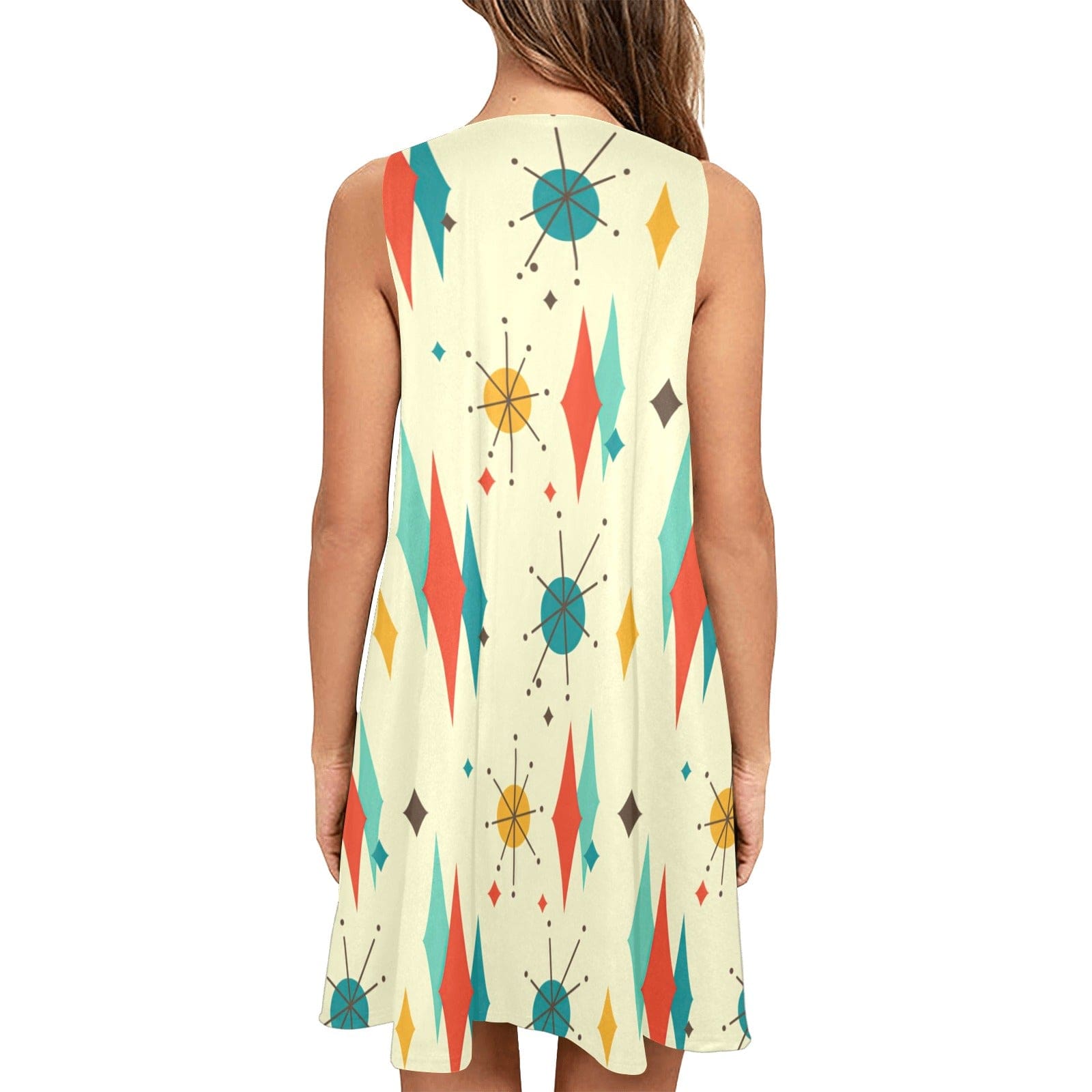 Kate McEnroe New York Franciscan Diamond Starburst Mid Century Modern Sleeveless Tank Dress with Pockets - 2681923DressesD2839903