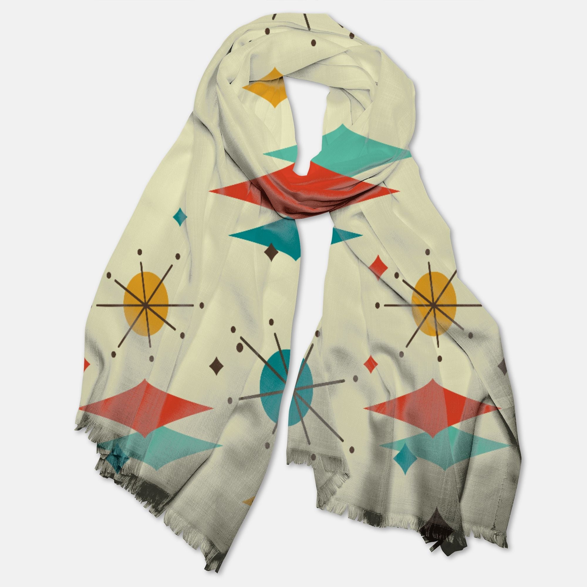 Kate McEnroe New York Franciscan Diamond Starburst Pashmina Scarf, Mid Century Modern ShawlScarves &amp; WrapsPMA48.629605