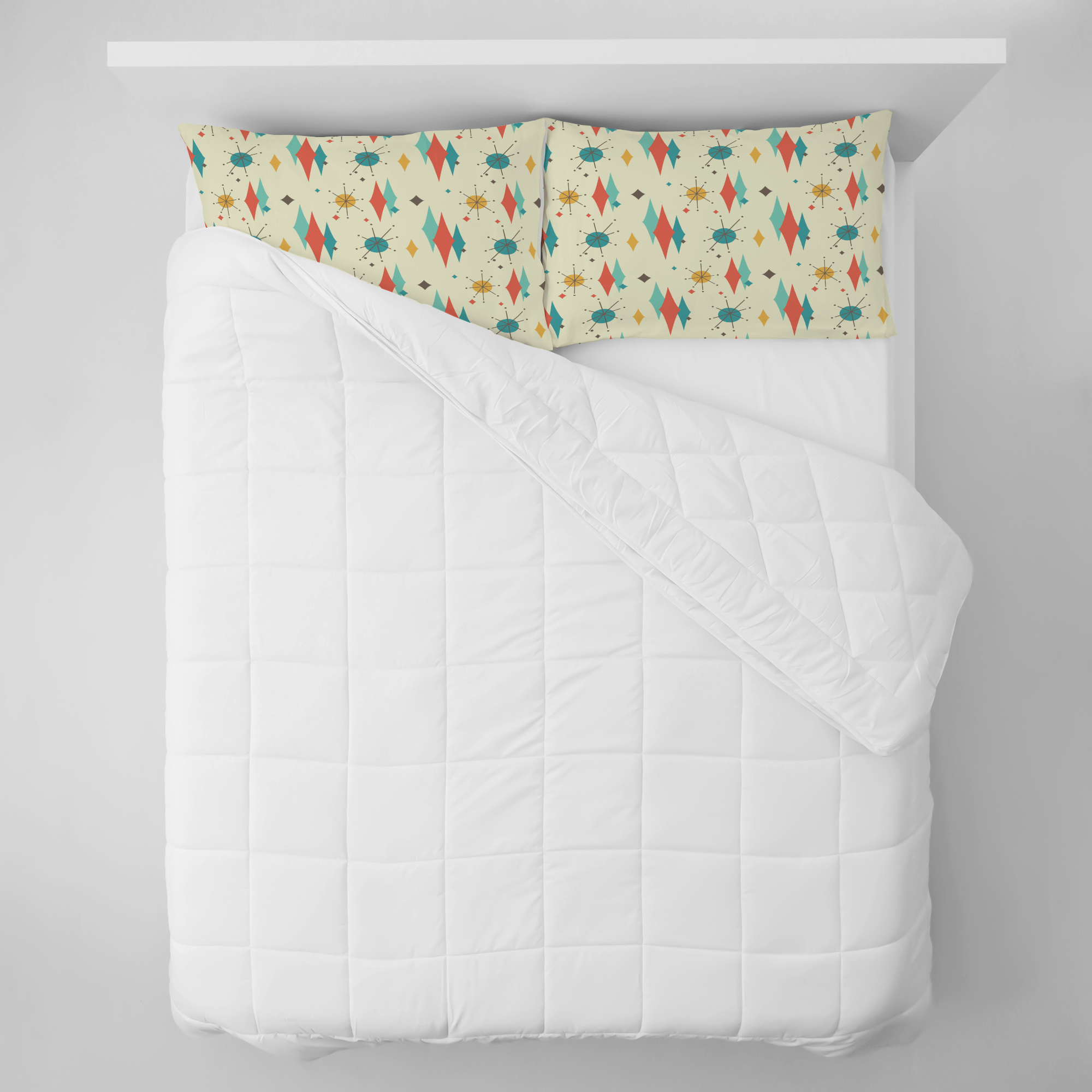 Kate McEnroe New York Franciscan Diamond Starburst Pillowcase, Mid Century Modern Retro BeddingPillowcases1250