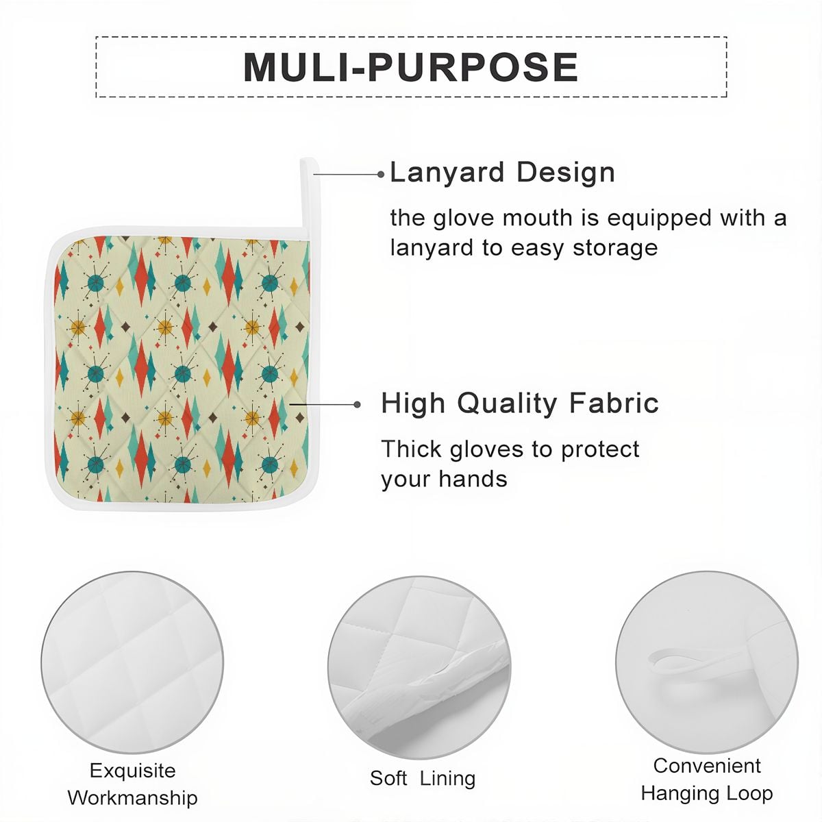 Kate McEnroe New York Franciscan Diamond Starburst Quilted Pot Holder Set Twopot holderzavtIXQNQb