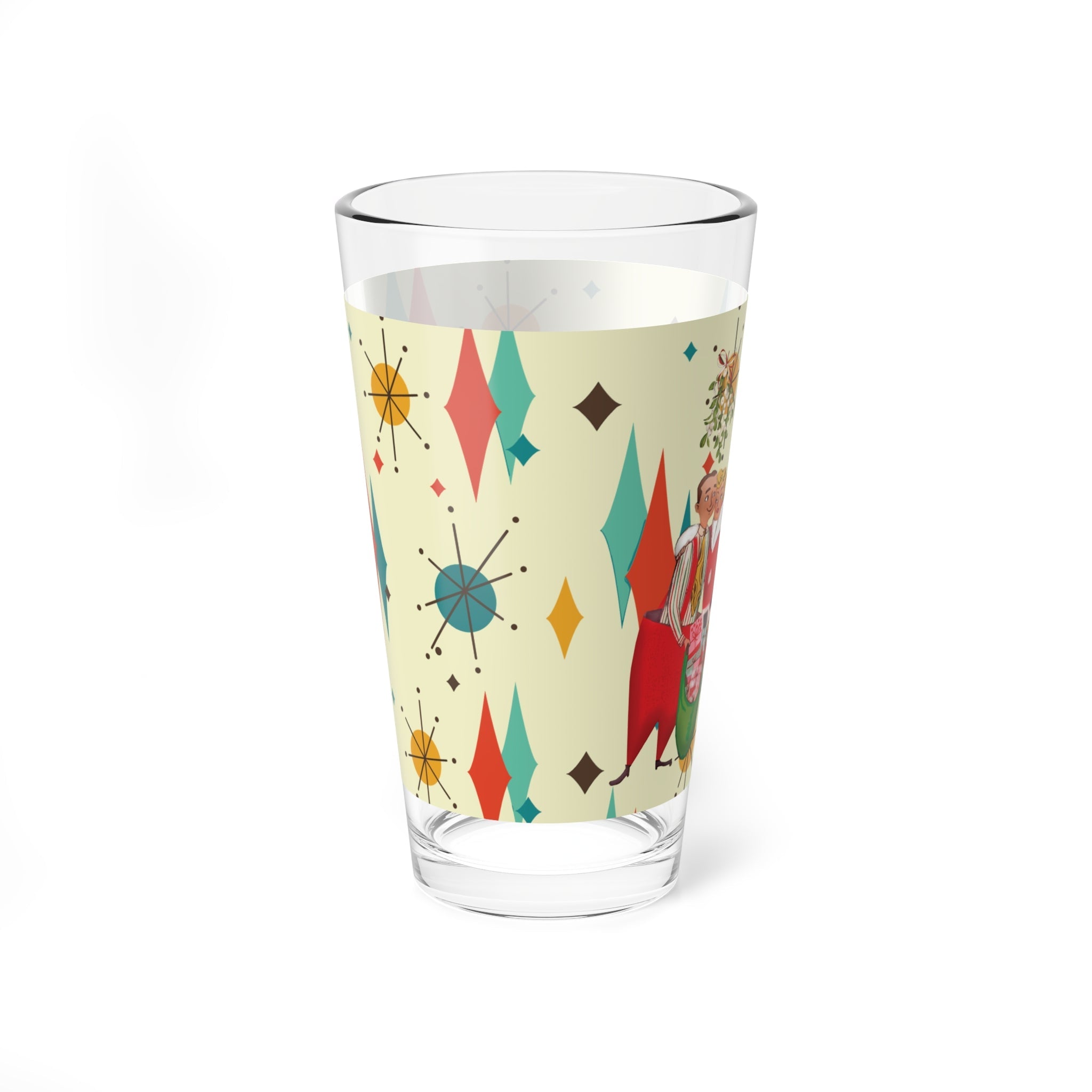 Kate McEnroe New York Franciscan Diamond Starburst Retro Vintage 50s Kitsch Christmas Card Art Glassware, MCM Barware, Cocktail, Drinking GlassMixing Glasses29948670316231229892