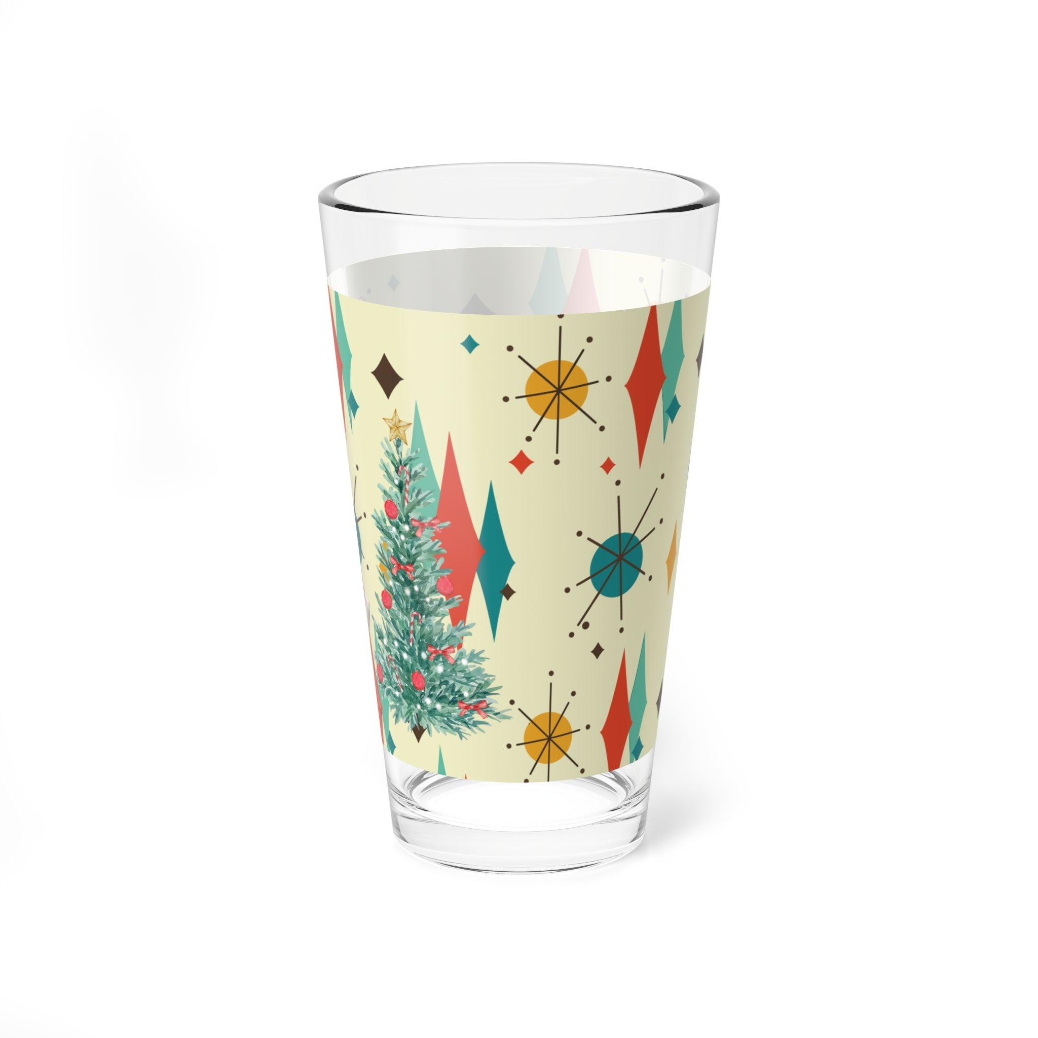 Kate McEnroe New York Franciscan Diamond Starburst Retro Vintage 50s Kitsch Christmas Card Art Glassware, MCM Barware, Cocktail, Drinking GlassMixing Glasses29948670316231229892