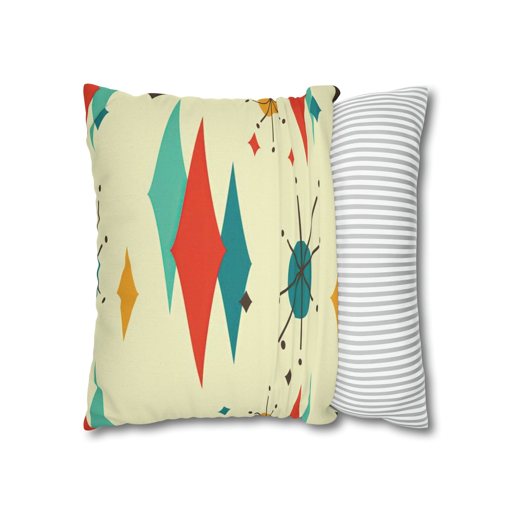 Kate McEnroe New York Franciscan Diamond Starburst Throw Pillow Covers in Mid Century Modern Orange, Teal, Cream Hues, Retro 50s MCM Cushion CoverThrow Pillow Covers79205268599661753187