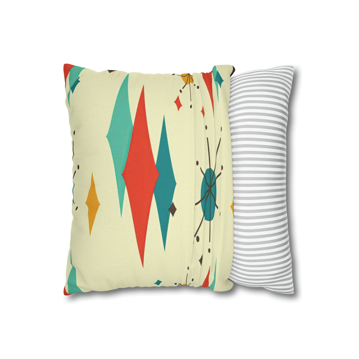 Kate McEnroe New York Franciscan Diamond Starburst Throw Pillow Covers in Mid Century Modern Orange, Teal, Cream Hues, Retro 50s MCM Cushion CoverThrow Pillow Covers79205268599661753187