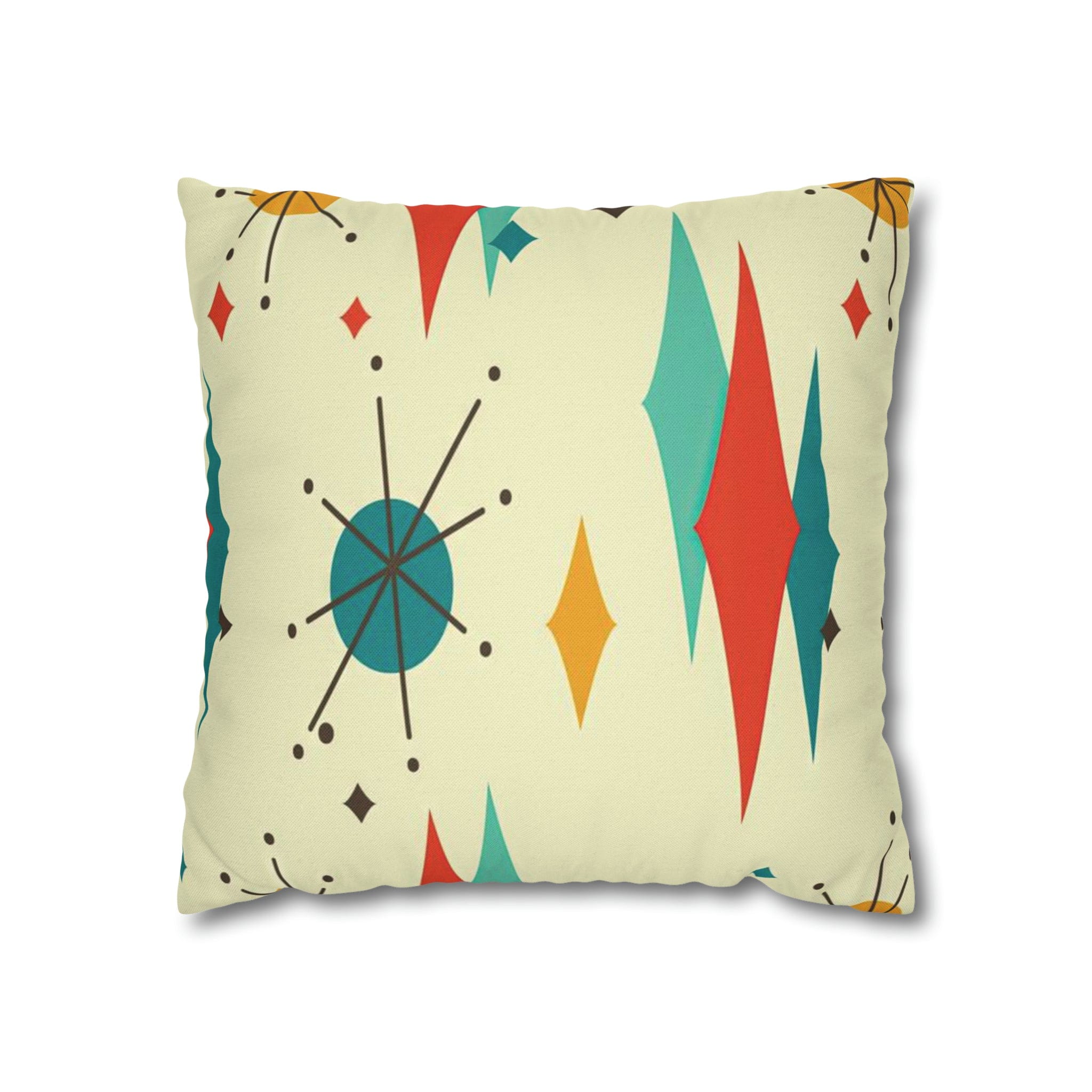 Kate McEnroe New York Franciscan Diamond Starburst Throw Pillow Covers in Mid Century Modern Orange, Teal, Cream Hues, Retro 50s MCM Cushion CoverThrow Pillow Covers79205268599661753187