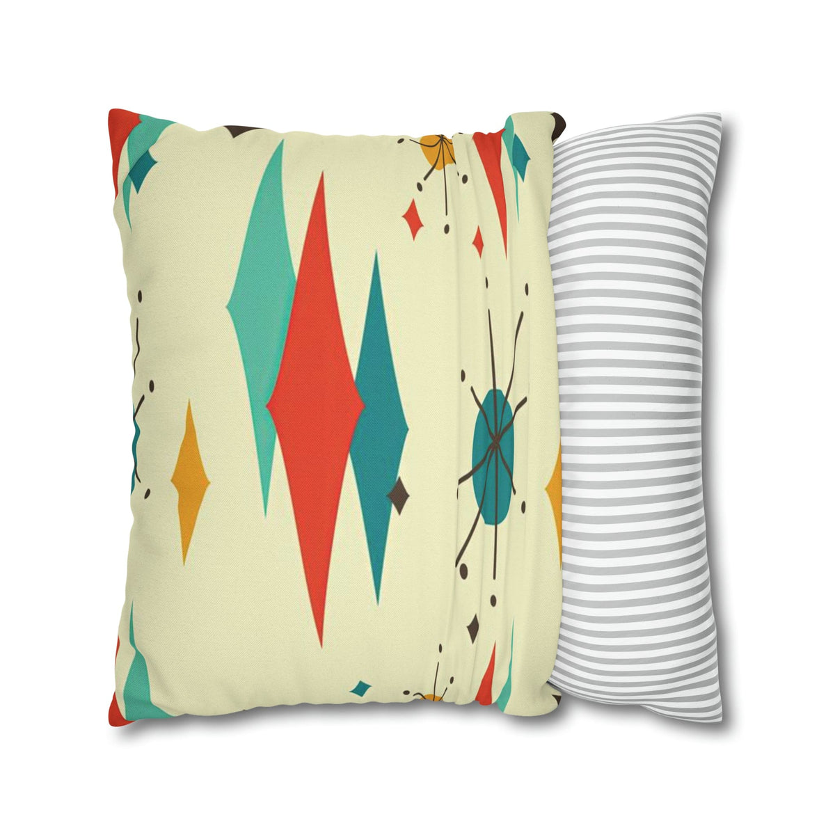 Kate McEnroe New York Franciscan Diamond Starburst Throw Pillow Covers in Mid Century Modern Orange, Teal, Cream Hues, Retro 50s MCM Cushion CoverThrow Pillow Covers79205268599661753187