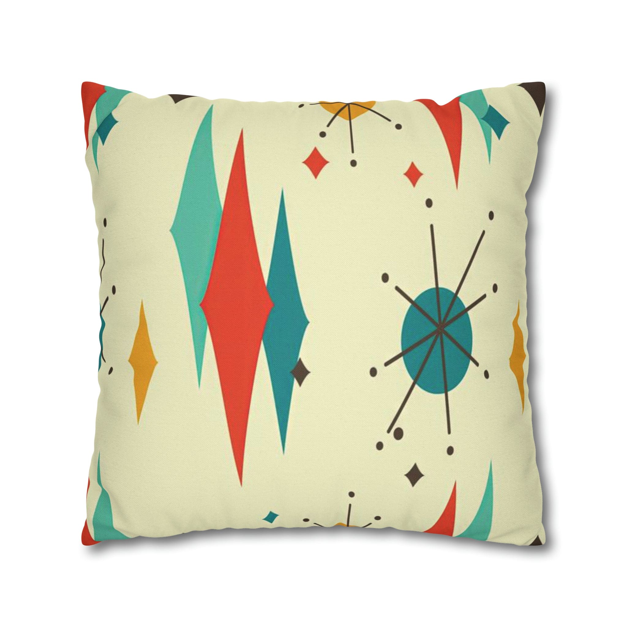 Kate McEnroe New York Franciscan Diamond Starburst Throw Pillow Covers in Mid Century Modern Orange, Teal, Cream Hues, Retro 50s MCM Cushion CoverThrow Pillow Covers79205268599661753187