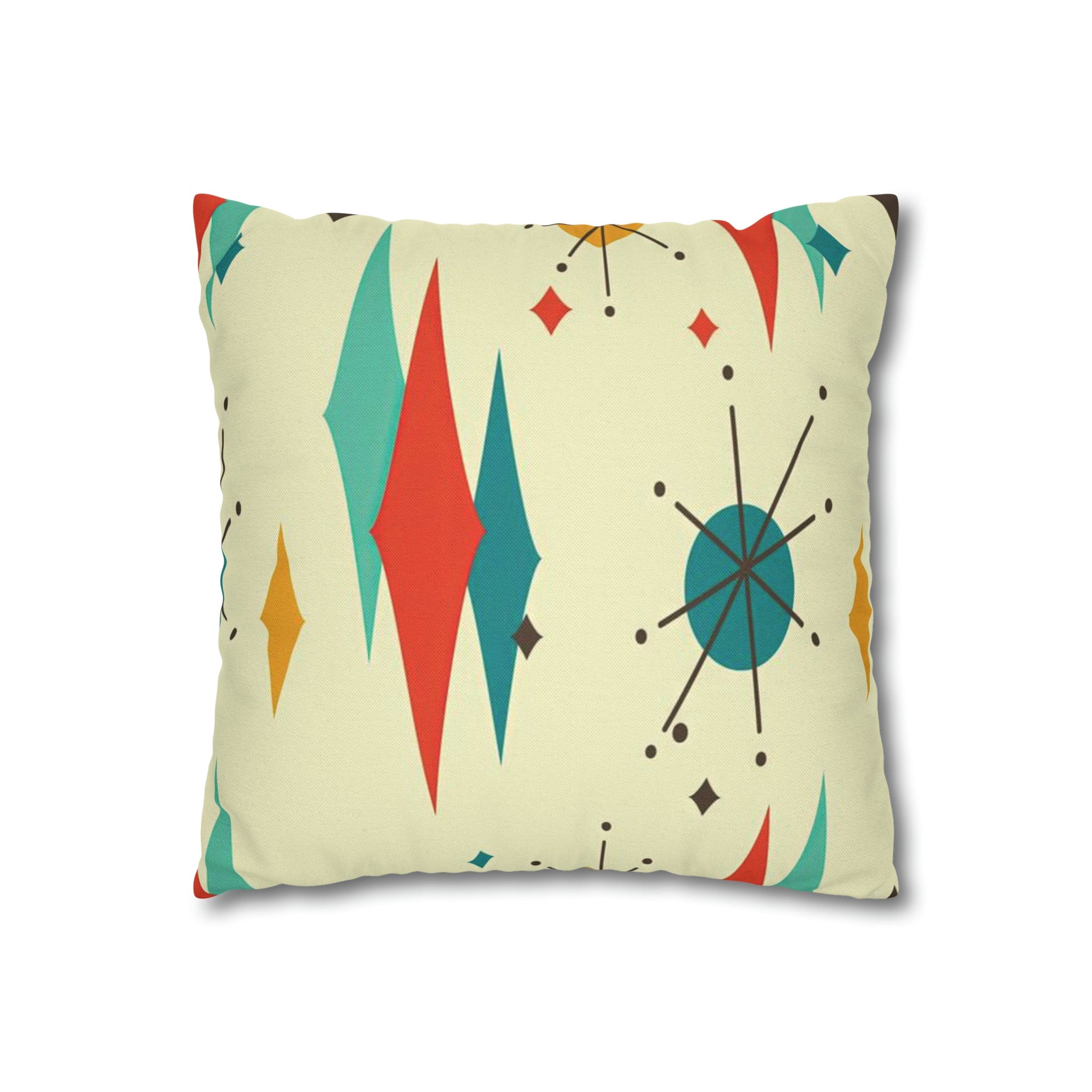 Kate McEnroe New York Franciscan Diamond Starburst Throw Pillow Covers in Mid Century Modern Orange, Teal, Cream Hues, Retro 50s MCM Cushion CoverThrow Pillow Covers79205268599661753187