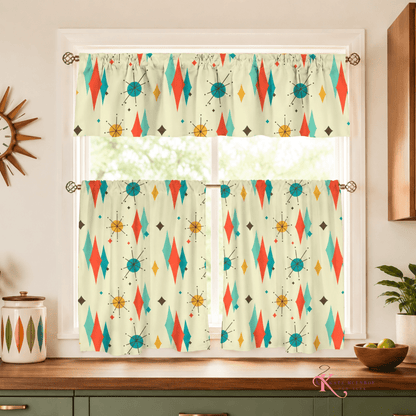 Kate McEnroe New York Franciscan Diamond Starburst Tier Valance Curtain SetValancesD3377563