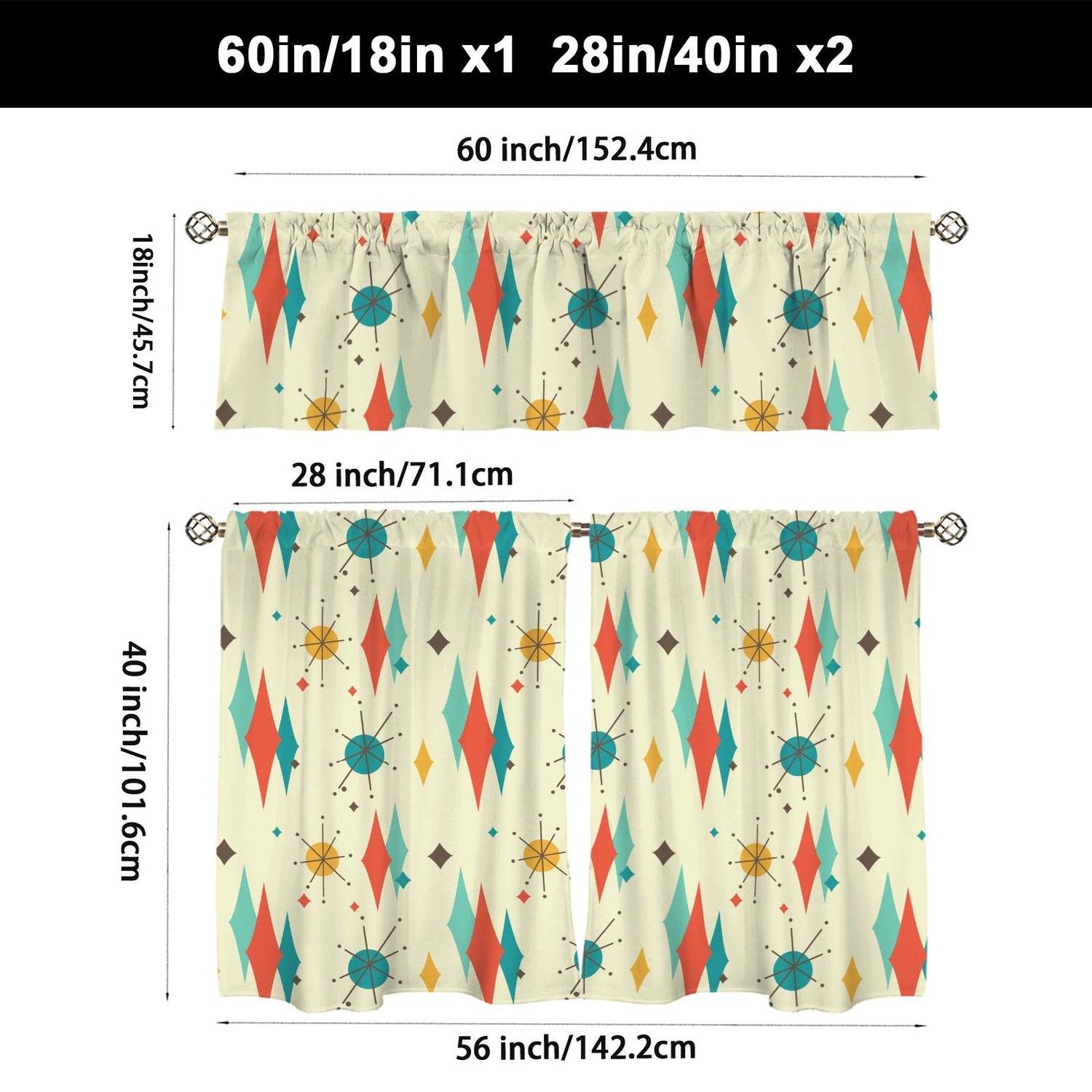 Kate McEnroe New York Franciscan Diamond Starburst Tier Valance Curtain SetValancesD3377563