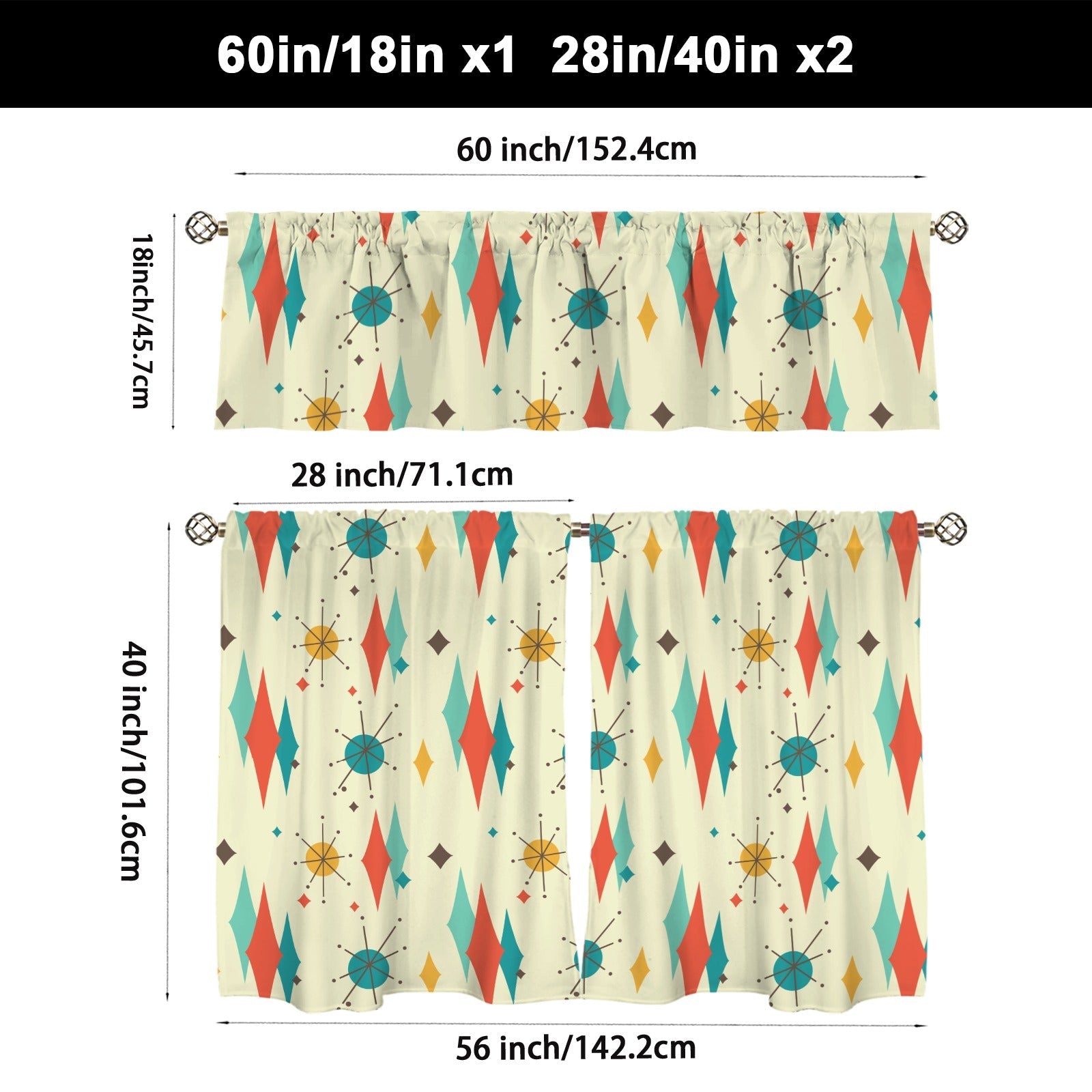 Kate McEnroe New York Franciscan Diamond Starburst Tier Valance Curtain SetValancesD3377563