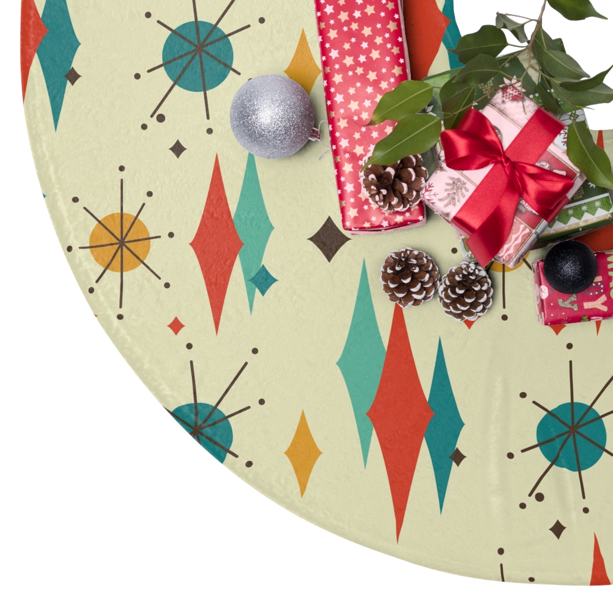 Kate McEnroe New York Franciscan Diamond Starburst Tree Skirt Mid Century Atomic ChristmasChristmas Tree Skirts30303453955301700020